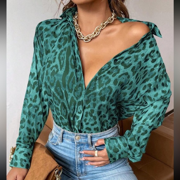 BellanBlue Tops - Leopard print loose fit Button Down Shirt